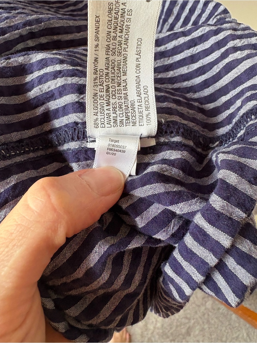 A New Day Striped Smocked Cami Maxi Dress Navy Blue White Spaghetti Strap - Picture 6 of 6
